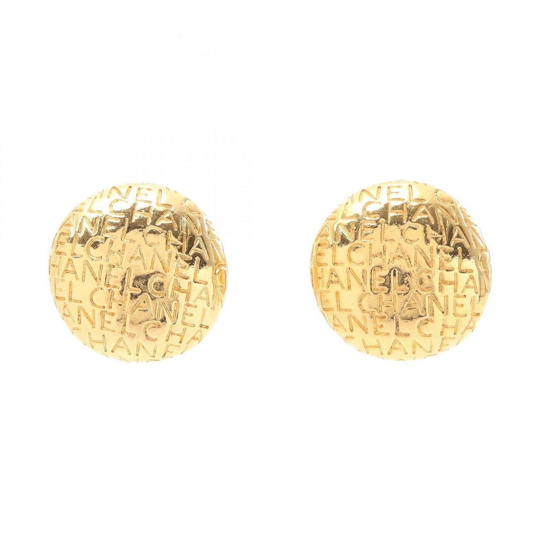 Chanel logo round earrings, gold-plated jewelry, women's, gold tone.: --- Catalog ---Category: SizeSize (HxWxD): 27.00mm x 27.00mm / 1.06'' x 1.06''Category: DesignType: Clip earringsColor: GoldGender: WomenMaterial: Gold platingCategory: GeneralBrand: Chanel--- Item Li