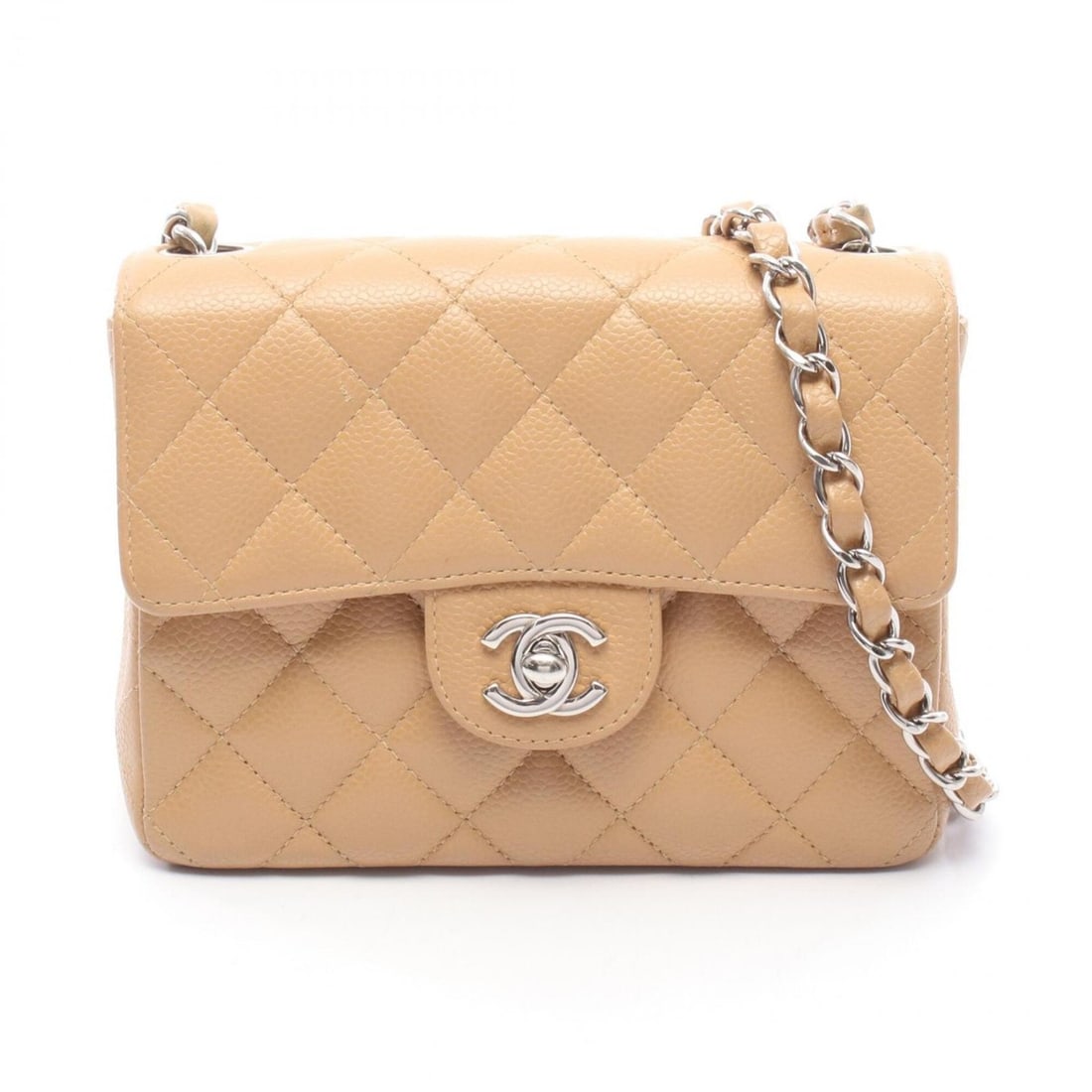 Chanel Mini Matelassé Shoulder Bag/Handbag, Caviar Leather (Grained Calfskin), Women's, Beige: --- Catalog ---Category: SizeSize (HxWxD): 13cm x 17cm x 8cm / 5.11'' x 6.69'' x 3.14''Category: DesignType: Handbag, Shoulder bagColor: BeigeGender: WomenMaterial: Grained Calfskin Category: GeneralB