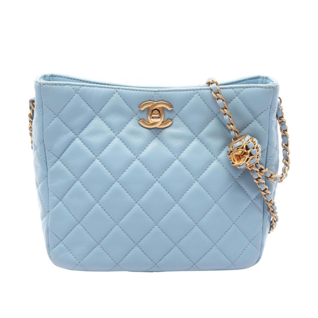 Chanel Matelassé Small Hobo Bag, Shoulder Handbag, Lambskin Leather, Women's, Blue, AS3259 (1 of 15)