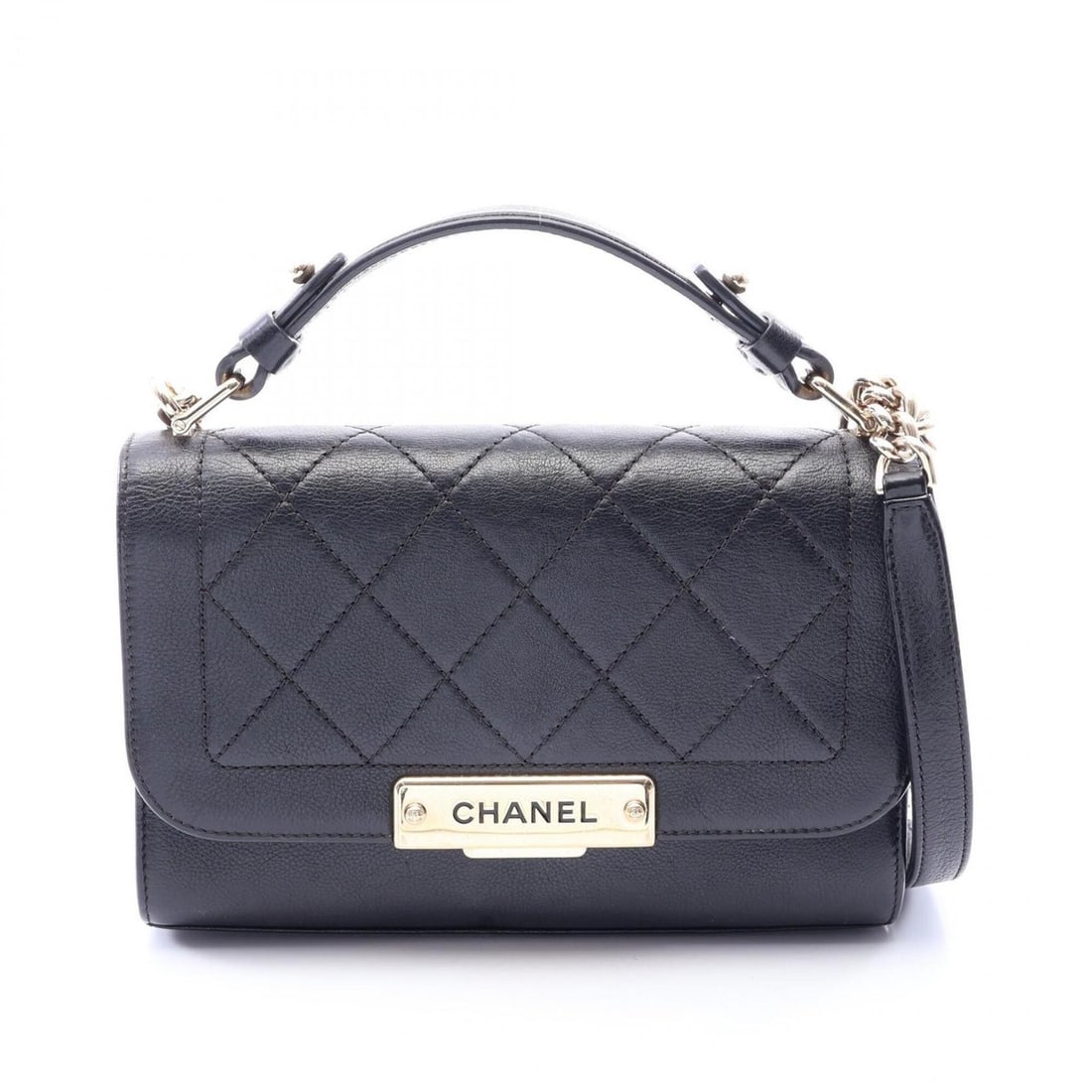 Chanel Matelassé Quick Label 2-Way Shoulder Bag/Handbag, Caviar Leather (Grained Calfskin),: --- Catalog ---Category: SizeSize (HxWxD): 14cm x 21cm x 6cm / 5.51'' x 8.26'' x 2.36''Category: DesignType: Handbag, Shoulder bagColor: BlackGender: WomenMaterial: Grained Calfskin Category: