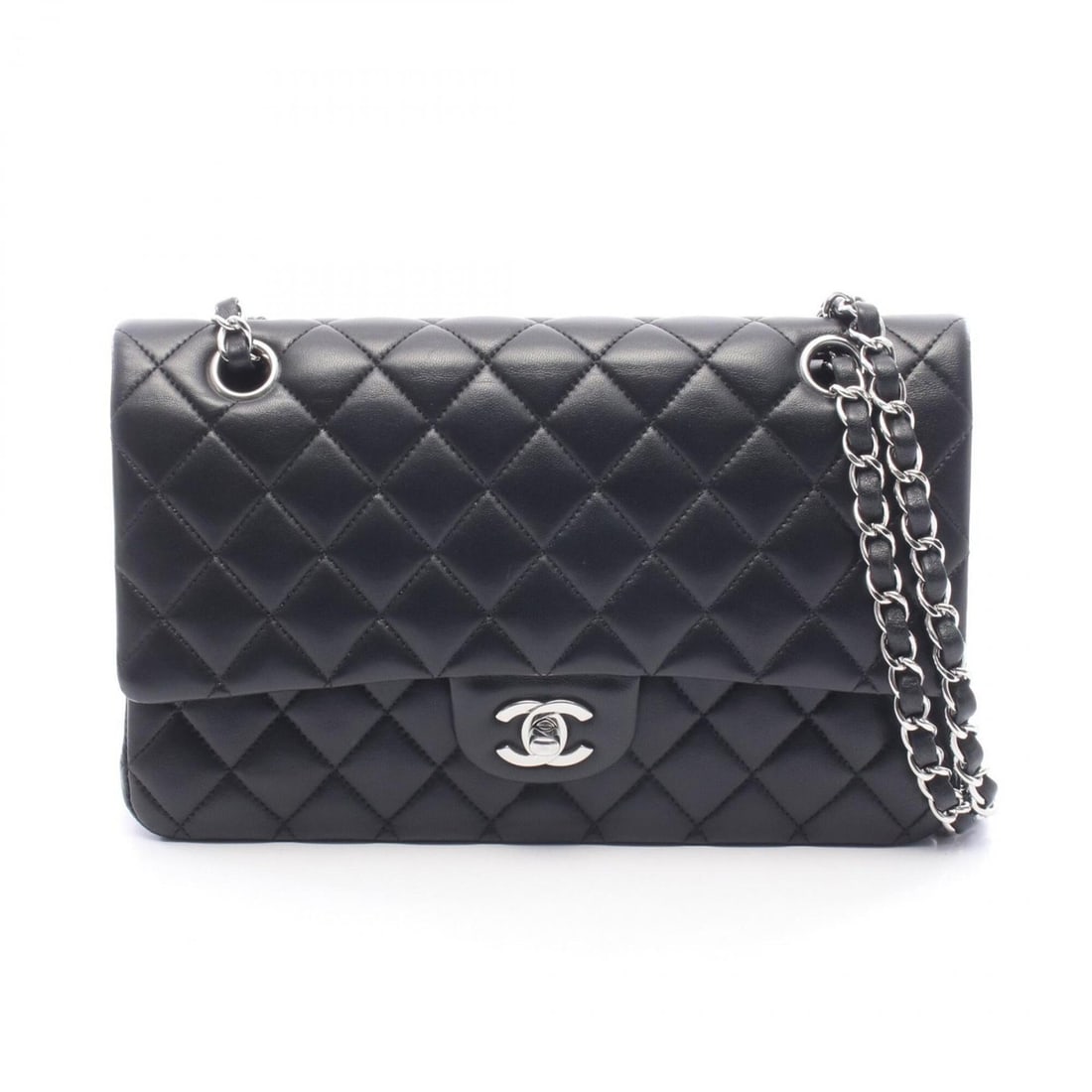 Chanel Matelassé Double Flap Shoulder Bag/Handbag, Lambskin Leather, Women's, Black: --- Catalog ---Category: SizeSize (HxWxD): 16cm x 25cm x 6.5cm / 6.29'' x 9.84'' x 2.55''Category: DesignType: Handbag, Shoulder bagColor: BlackGender: WomenMaterial: Leather Leather/Fur Type: