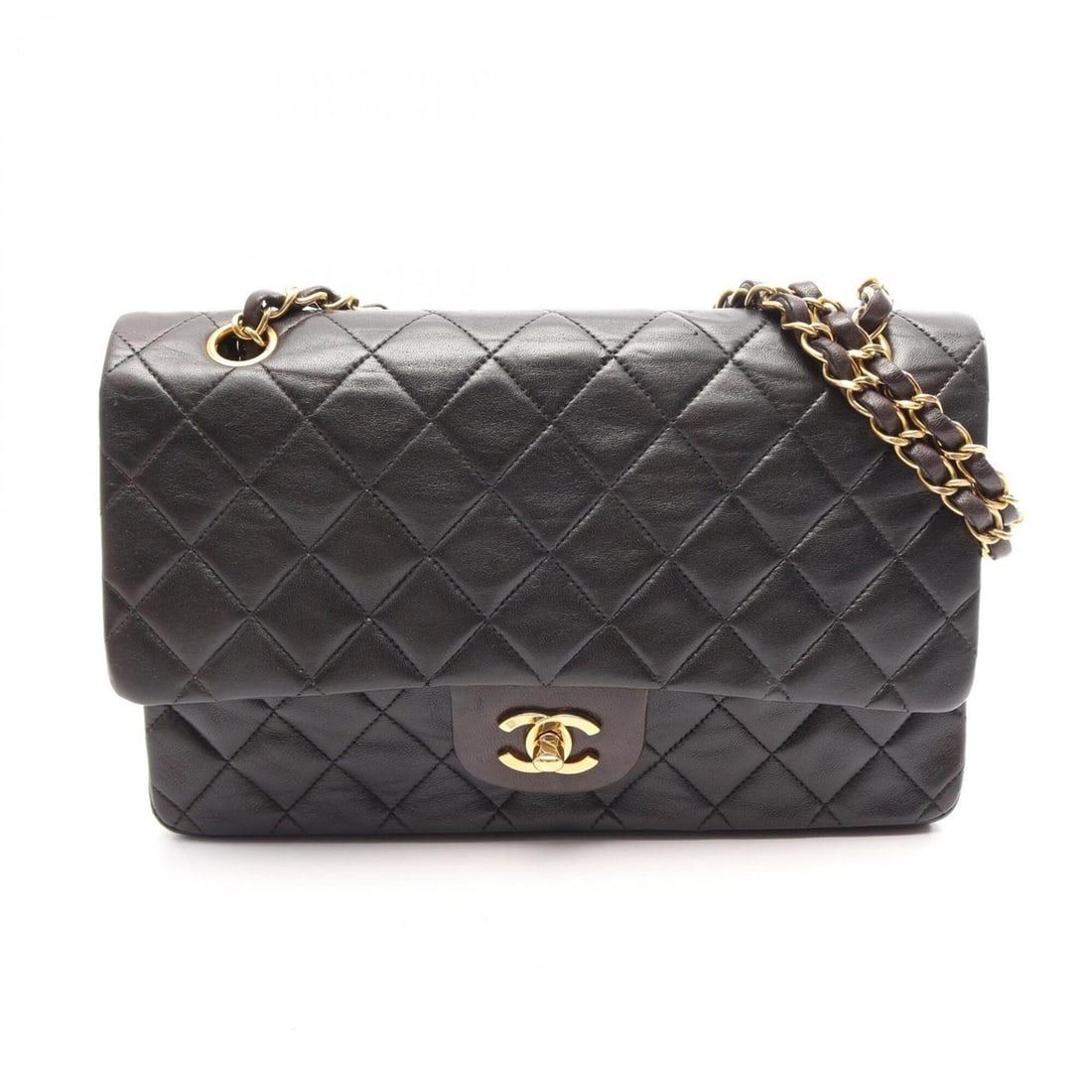 Chanel Matelassé Double Flap Shoulder Bag/Handbag, Lambskin Leather, Women's, Black: --- Catalog ---Category: SizeSize (HxWxD): 16cm x 25cm x 6.5cm / 6.29'' x 9.84'' x 2.55''Category: DesignType: Handbag, Shoulder bagColor: BlackGender: WomenMaterial: Leather Leather/Fur Type: