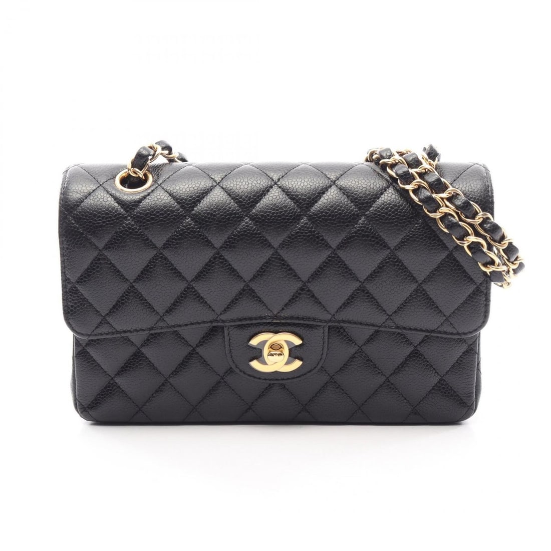 Chanel Matelassé Double Flap Shoulder Bag/Handbag, Caviar Leather (Grained Calfskin), Women's,: --- Catalog ---Category: SizeSize (HxWxD): 14cm x 23cm x 6cm / 5.51'' x 9.05'' x 2.36''Category: DesignType: Handbag, Shoulder bagColor: BlackGender: WomenMaterial: Grained Calfskin Category: