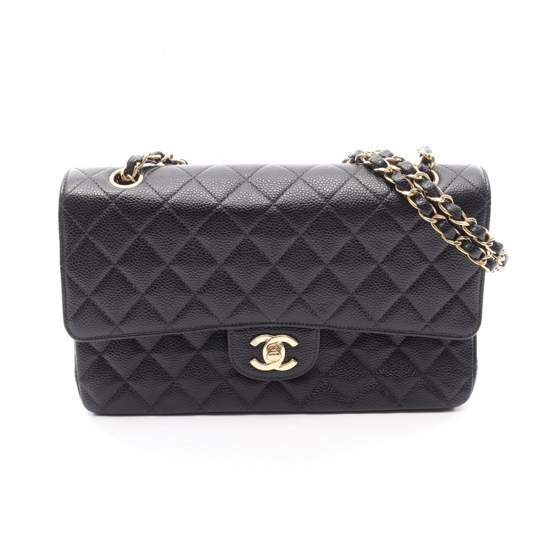 Chanel Matelassé Double Flap Shoulder Bag/Handbag, Caviar Leather (Grained Calfskin), Women's,: --- Catalog ---Category: SizeSize (HxWxD): 16cm x 25cm x 6.5cm / 6.29'' x 9.84'' x 2.55''Category: DesignType: Handbag, Shoulder bagColor: BlackGender: WomenMaterial: Grained Calfskin Category: