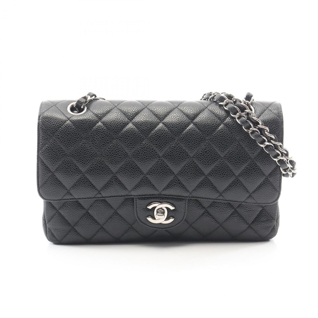 Chanel Matelassé Double Flap Shoulder Bag/Handbag, Caviar Leather (Grained Calfskin), Women's,: --- Catalog ---Category: SizeSize (HxWxD): 16cm x 25cm x 6.5cm / 6.29'' x 9.84'' x 2.55''Category: DesignType: Handbag, Shoulder bagColor: BlackGender: WomenMaterial: Grained Calfskin Category: