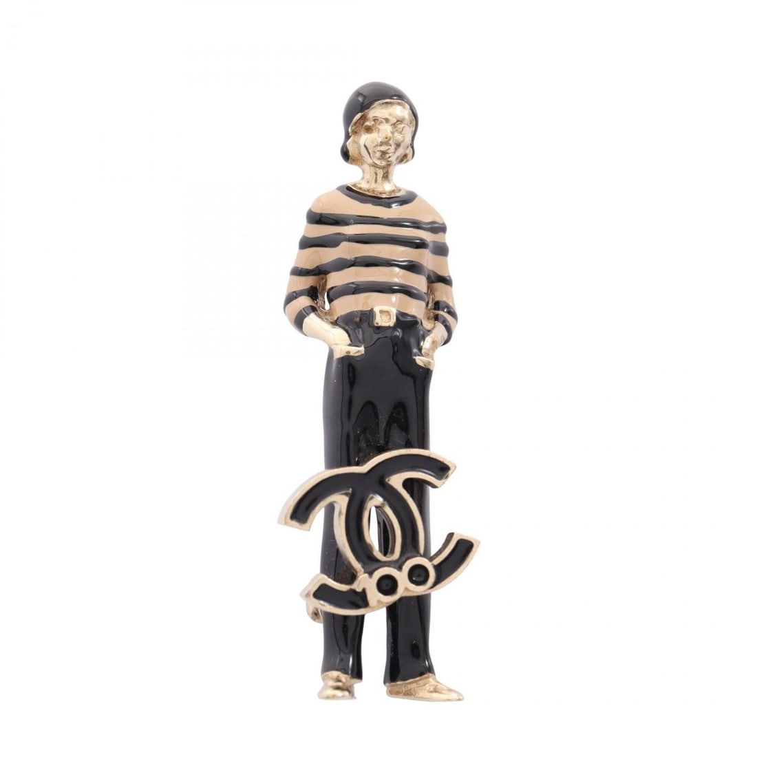Chanel Mademoiselle Doll 100th Anniversary Brooch Accessory, Gold Plated (GP), Women's, Gold, Black,: --- Catalog ---Category: SizeSize (HxWxD): 5.4cm x 1.7cm / 2.12'' x 0.66''Category: DesignType: BroochColor: Beige, Black, GoldGender: WomenMaterial: Gold platingCategory: GeneralMPN: B15CBrand: