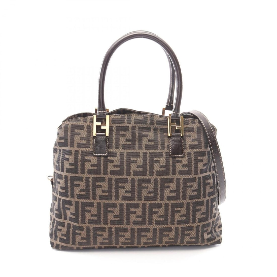 Fendi Zucca 2-Way Handbag, Canvas and Leather, Women's, Brown, 83149681981 (1 of 13)