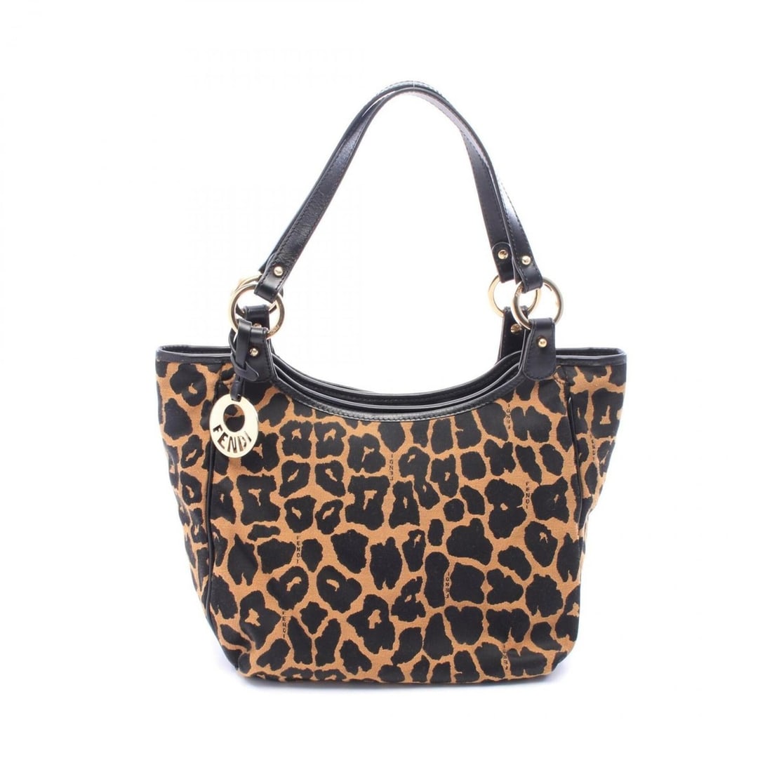 Fendi Leopard Print Shoulder Bag/Handbag, Canvas and Leather, Women's, Brown/Black, 8BH156: --- Catalog ---Category: SizeSize (HxWxD): 22cm x 27cm / 8.66'' x 10.62''Category: DesignType: Handbag, Shoulder bagColor: Black, BrownGender: WomenMaterial: Canvas , Leather Category: GeneralMPN: 8BH