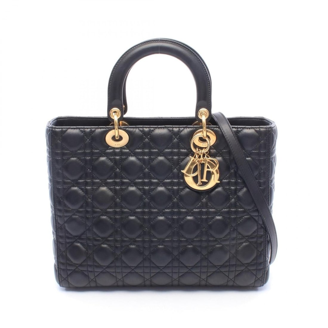 Christian Dior Dior Lady Large 2-Way Handbag, Leather, Women's, Black: --- Catalog ---Category: SizeSize (HxWxD): 25cm x 32cm x 11cm / 9.84'' x 12.59'' x 4.33''Category: DesignType: HandbagColor: BlackGender: WomenMaterial: Leather Category: GeneralBrand: Christian Dior-