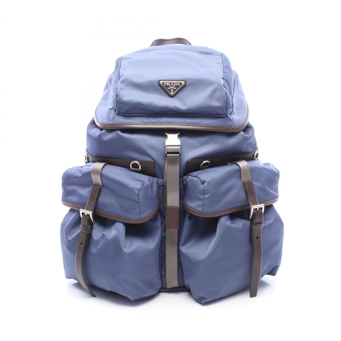 Prada TESSUTO + VITELLO Backpack/Handbag, Nylon and Leather, Men's, Blue/Brown (1 of 9)