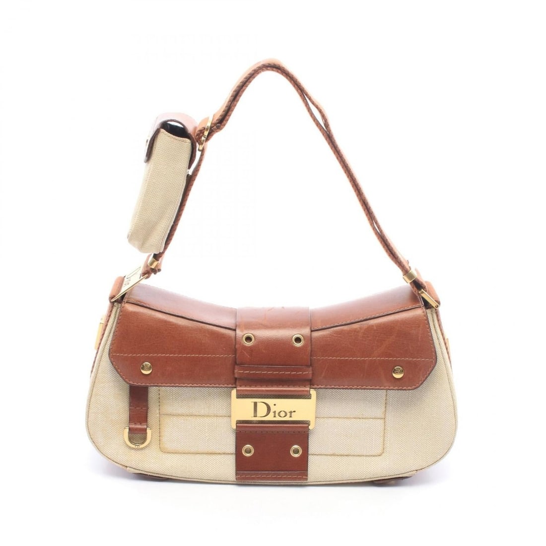 Christian Dior Dior Street Chic Shoulder Bag/Handbag, Canvas and Leather, Women's, Ivory/Brown: --- Catalog ---Category: SizeSize (HxWxD): 11cm x 22cm x 5cm / 4.33'' x 8.66'' x 1.96''Category: DesignType: Handbag, Shoulder bagColor: Brown, IvoryGender: WomenMaterial: Canvas , Leather Category: G