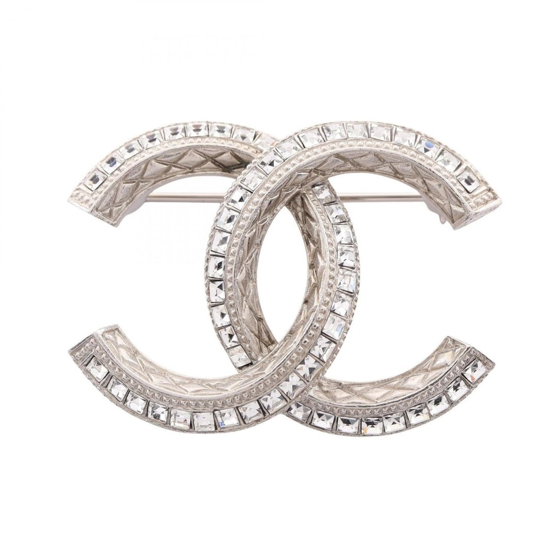 Chanel Coco Mark Brooch Accessory, Metal, Rhinestone, Women's, Silver/Clear Tones: --- Catalog ---Category: SizeSize (HxWxD): 3.1cm x 4.3cm / 1.22'' x 1.69''Category: DesignType: BroochColor: Clear, SilverGender: WomenMaterial: Metal, RhinestoneCategory: GeneralBrand: Chanel--- Item