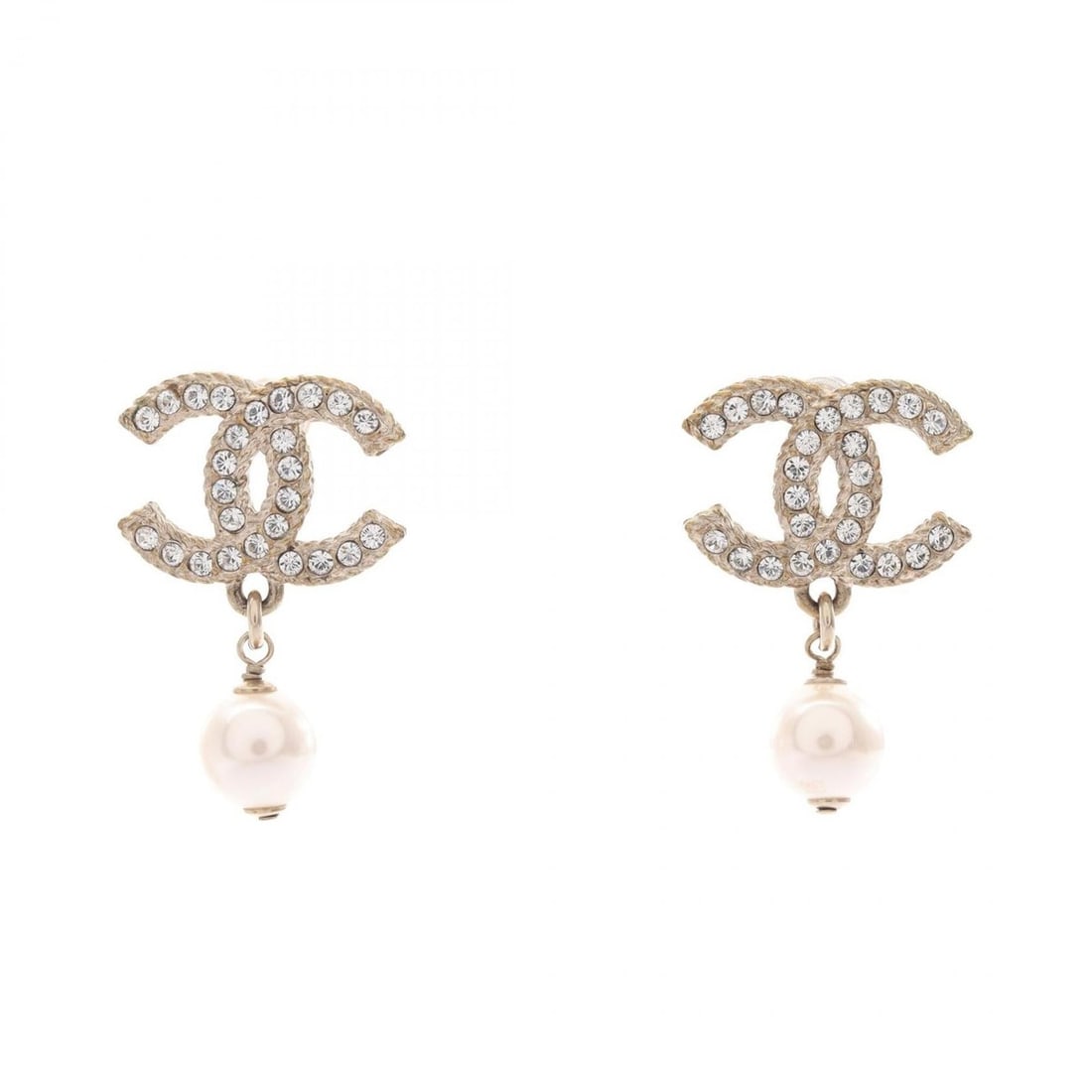 Chanel Coco Mark Earrings, Gold Plated (GP), Rhinestones, Faux Pearls, Women's, Tones, Clear White: --- Catalog ---Category: SizeSize (HxWxD): 28.00mm x 20.00mm / 1.10'' x 0.79''Category: DesignType: Stud earringsColor: Clear, Gold, WhiteGender: WomenMaterial: Gold plating, RhinestoneCategory: Gener