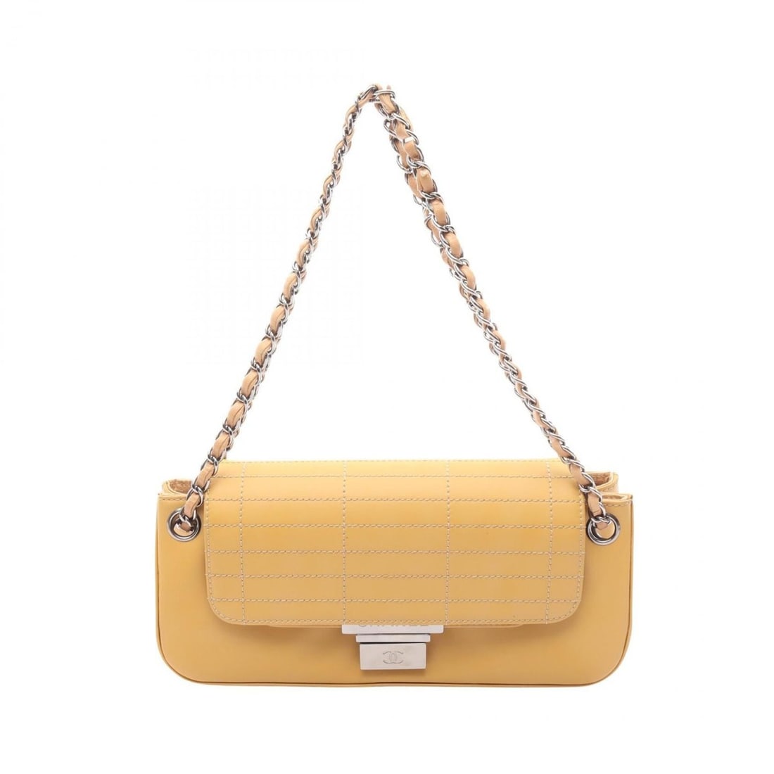 Chanel Coco Mark Shoulder Bag Handbag Leather Women's Yellow: --- Catalog ---Category: SizeSize (HxWxD): 14cm x 28cm x 6cm / 5.51'' x 11.02'' x 2.36''Category: DesignType: Handbag, Shoulder bagColor: YellowGender: WomenMaterial: Leather Hardware Color: SilverCat
