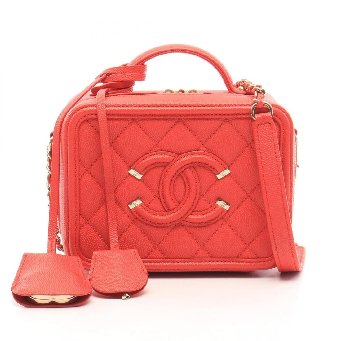 Chanel CC Figley Small Vanity Bag, 2-Way Shoulder Bag/Handbag, Caviar Skin (Grained Calfskin),: --- Catalog ---Category: SizeSize (HxWxD): 12cm x 16cm x 7cm / 4.72'' x 6.29'' x 2.75''Category: DesignType: Handbag, Shoulder bag, Vanity bagColor: Red colorGender: WomenMaterial: Grained Calfskin Ha