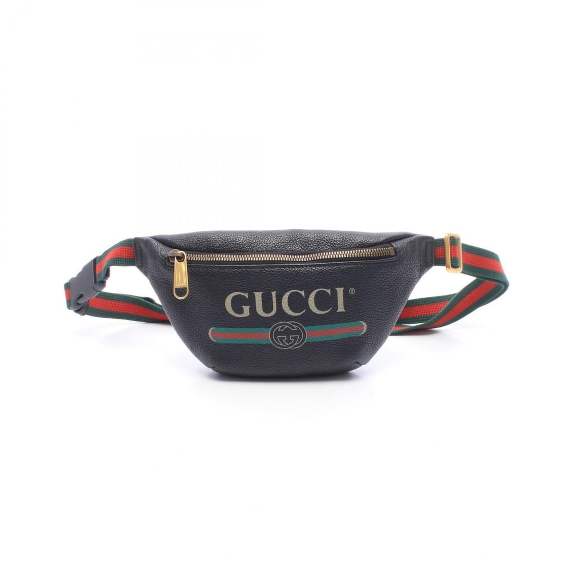 Gucci logo print small belt bag, waist body handbag, leather, women's, black/multicolor, 527792 (1 of 20)
