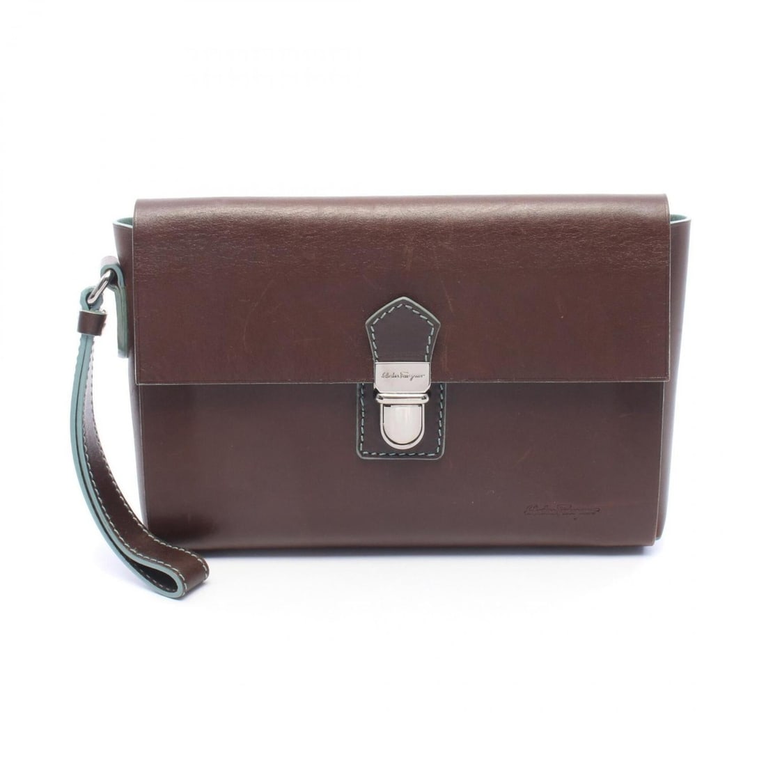 Salvatore Ferragamo clutch bag/handbag, leather, men's/women's, brown.: --- Catalog ---Category: SizeSize (HxWxD): 17.5cm x 24cm x 3.5cm / 6.88'' x 9.44'' x 1.37''Category: DesignType: Clutch bag, HandbagColor: BrownGender: Men,WomenMaterial: Leather Category: GeneralBran