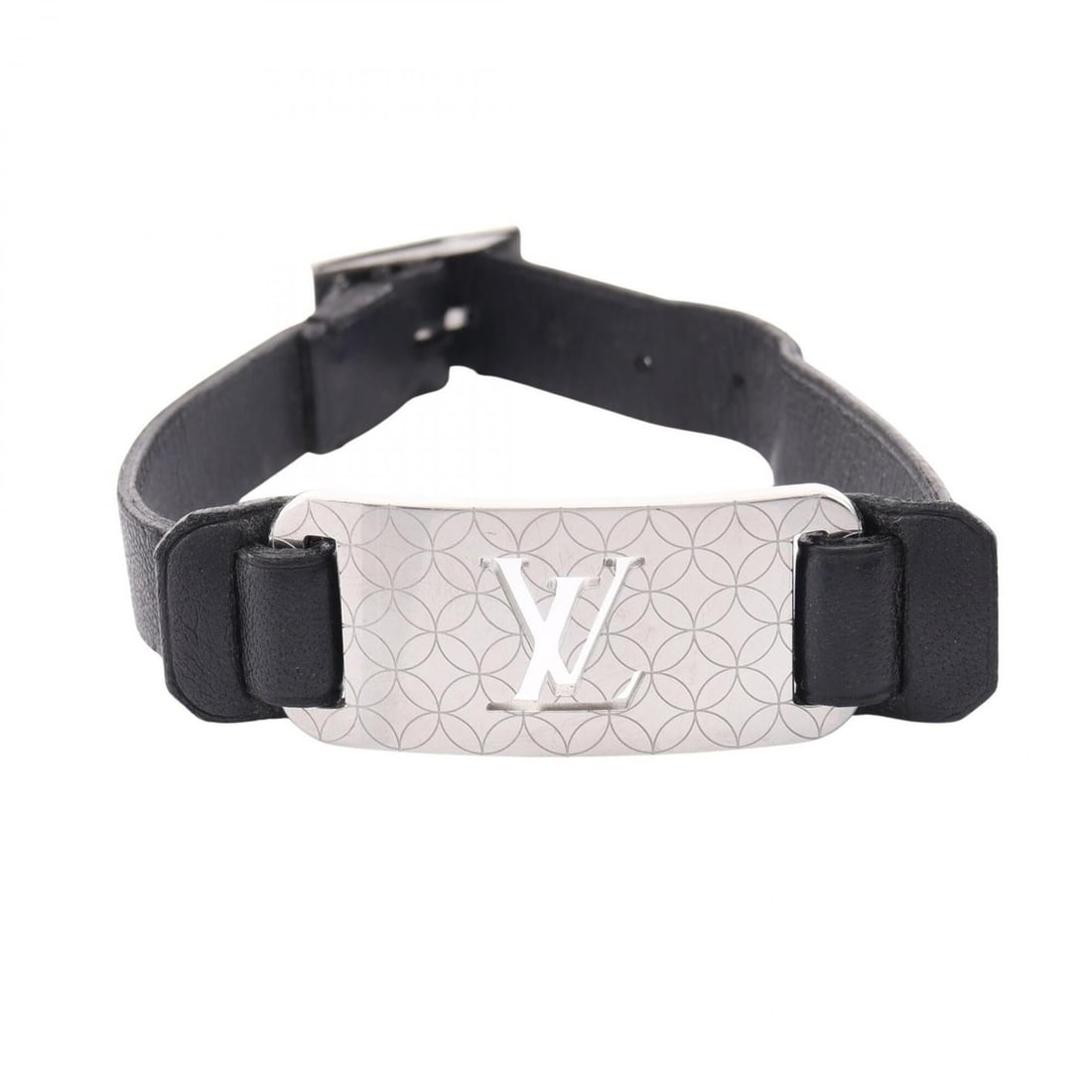 Louis Vuitton Champs-Élysées Bracelet, Leather and Metal, Women's, Silver/Black, M65458: --- Catalog ---Category: SizeLength: 15cm - 18.5cm / 5.9'' - 7.28''Category: DesignType: Charm braceletColor: Black, SilverGender: WomenMaterial: Leather, MetalCategory: GeneralMPN: M65458Brand: