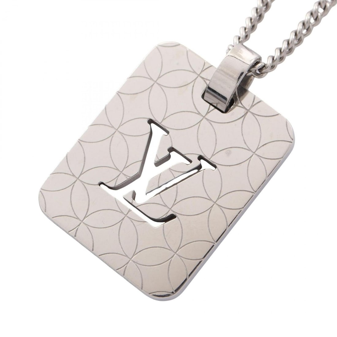 Louis Vuitton Bandentif Champs-Élysées PM Necklace, Metal Jewelry, Women's, Silver Tone, M65452: --- Catalog ---Category: SizePendant Size: 25mm x 20mm / 0.98'' x 0.78''Neck Circumference: 58.5 cm / 23.03''Category: DesignColor: SilverGender: WomenMaterial: MetalNecklace Type: NecklaceCategory: G