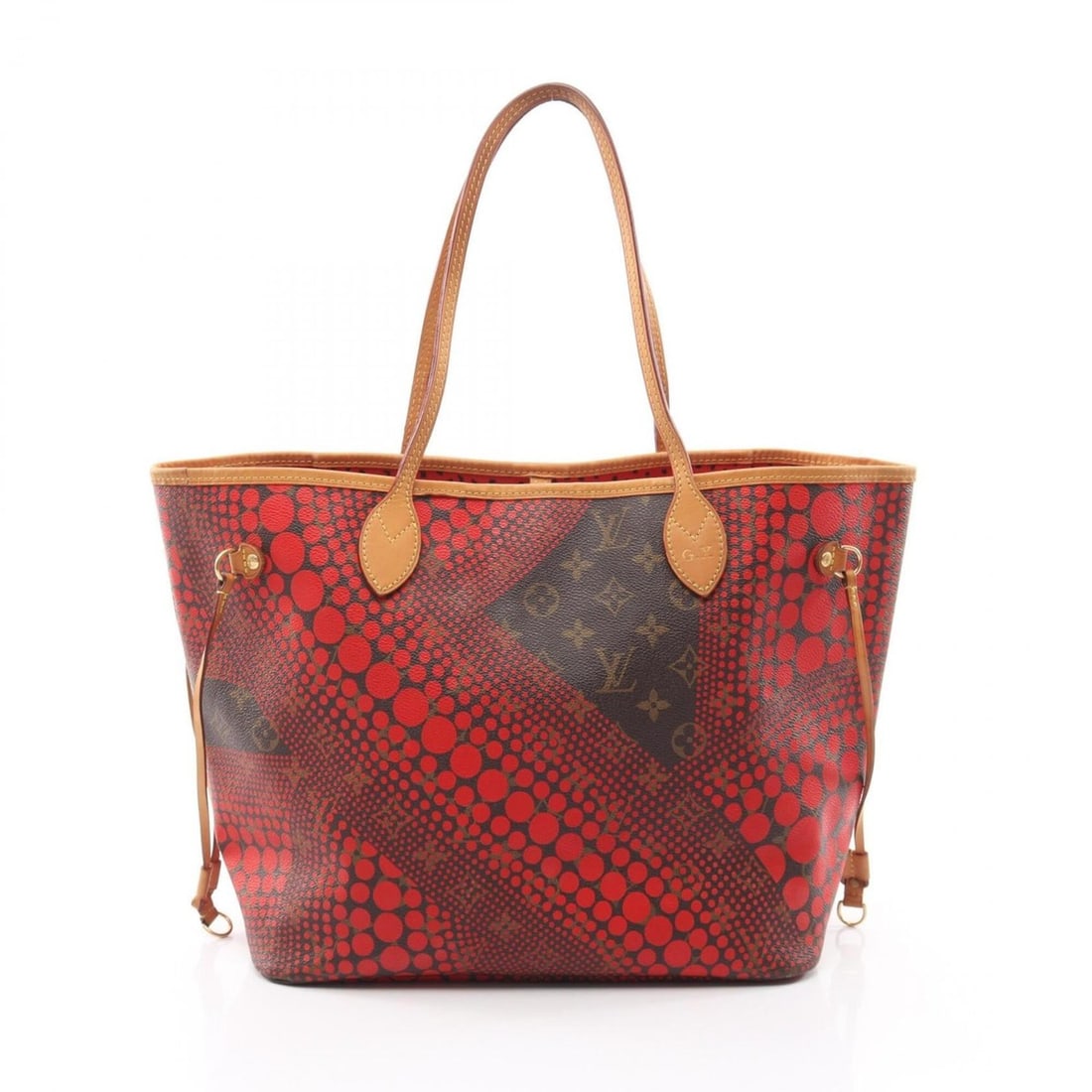 Louis Vuitton Neverfull MM Monogram Wave Rouge Yayoi Kusama Tote Bag Handbag Coated Canvas Leather: --- Catalog ---Category: SizeSize (HxWxD): 28cm x 32cm x 15.5cm / 11.02'' x 12.59'' x 6.1''Category: DesignType: Handbag, Tote bagColor: Brown, Red colorGender: WomenMaterial: Coated canvas , Leather 
