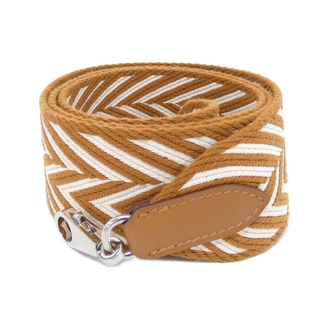 Hermes Sangle Zigzag 077729CK Strap: --- Catalog ---Category: SizeHandle/Strap Length: 115cm / 45.27''Category: DesignType: StrapColor: Gold, WhiteGender: WomenMaterial: Canvas, Swift leatherCategory: GeneralBrand: Hermes--- Item List --
