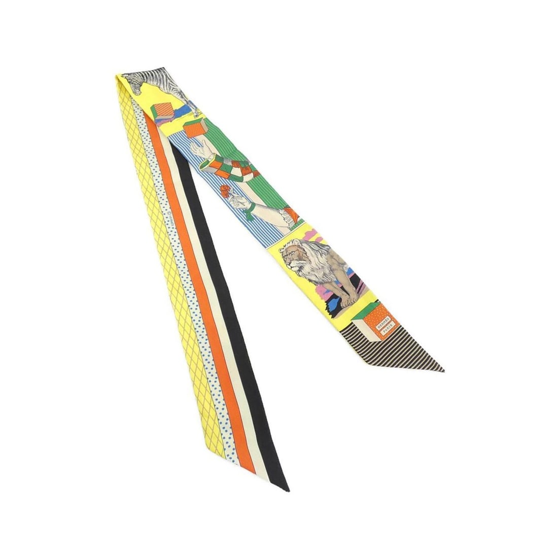 Hermes GRAND THEATRE NOUVEAU Twilly 063761S Scarf/Muffler: --- Catalog ---Category: SizeSize (LxW): 5cm x 86cm / 1.96'' x 33.85''Category: DesignType: ScarfColor: Multi-colorGender: Men,WomenMaterial: Silk Category: GeneralMPN: 063761SBrand: Hermes--- Item