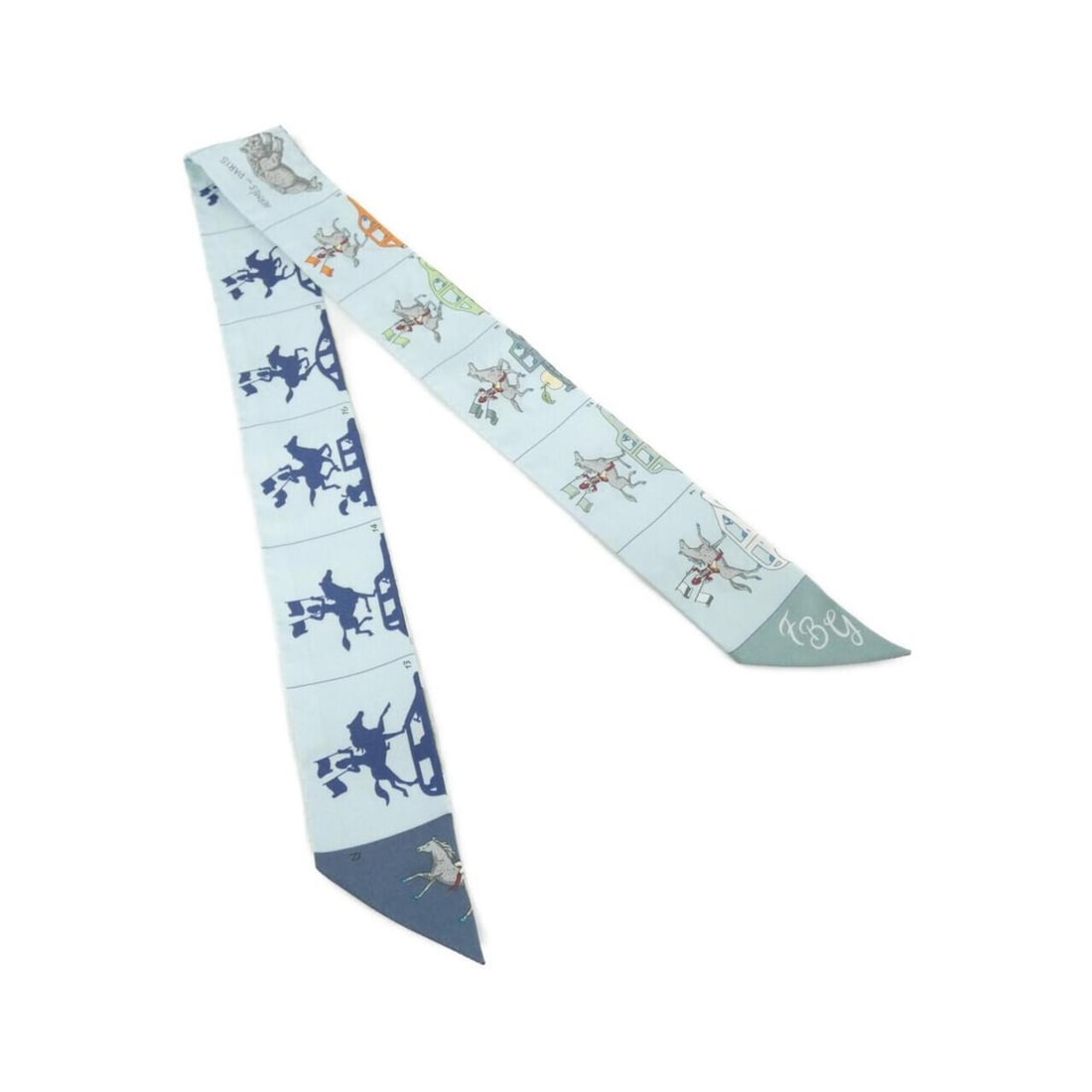 Hermes PARADE Twilly 064150S Scarf Muffler: --- Catalog ---Category: SizeSize (LxW): 5cm x 86cm / 1.96'' x 33.85''Category: DesignType: ScarfColor: BlueGender: Men,WomenMaterial: Silk Category: GeneralMPN: 064150SBrand: Hermes--- Item List