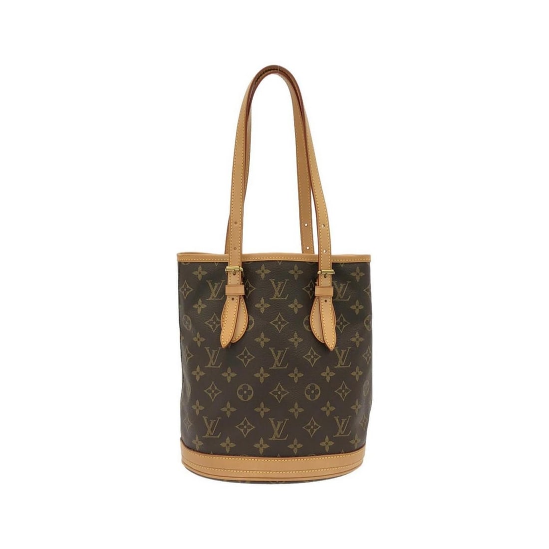 Louis Vuitton Monogram Petite Bucket M42238 Shoulder Bag: --- Catalog ---Category: SizeSize (HxWxD): 26cm x 27cm x 15cm / 10.23'' x 10.62'' x 5.9''Category: DesignType: Pouch, Shoulder bagColor: MarronGender: WomenMaterial: Coated canvas Hardware Color: Gold