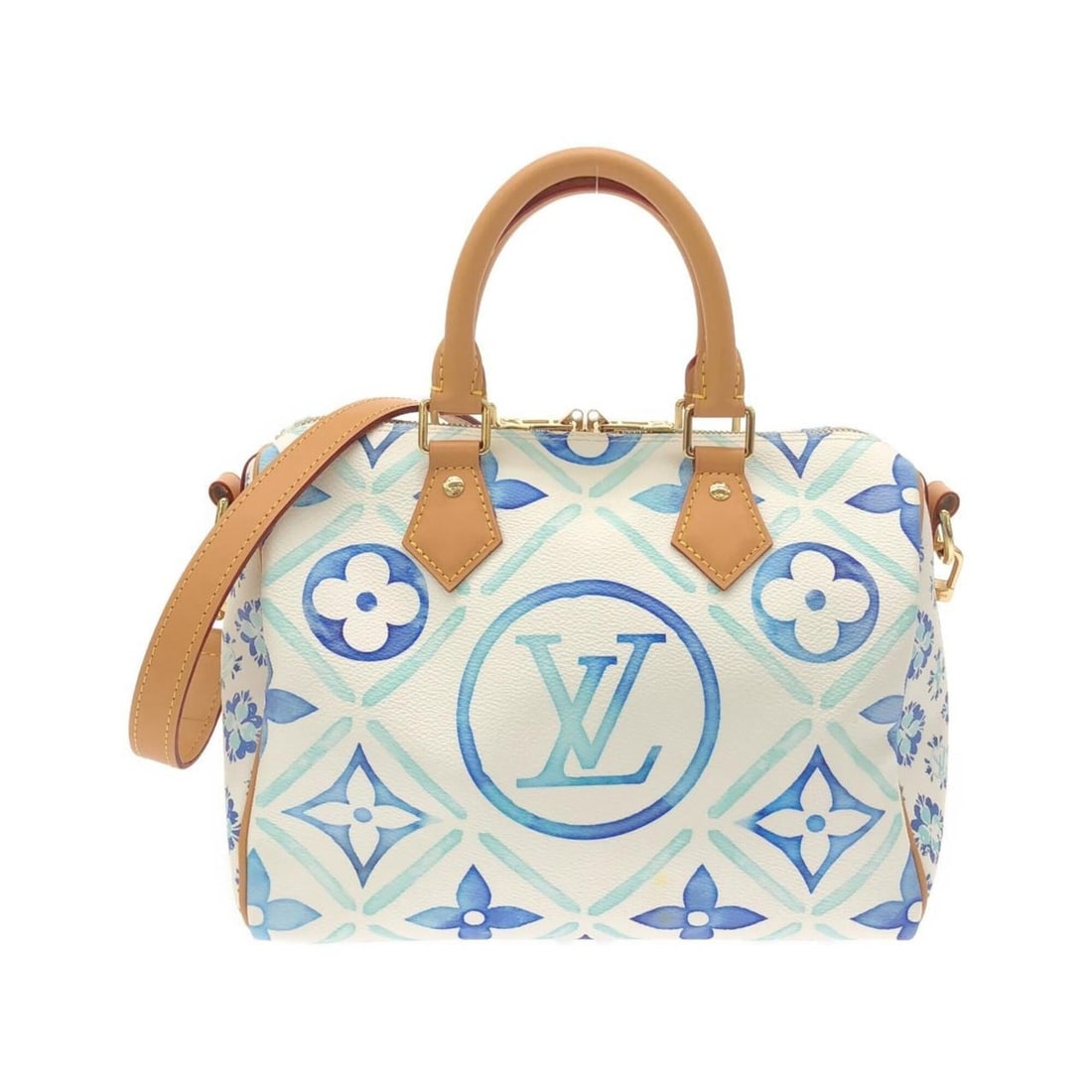 Louis Vuitton Monogram Tile Speedy Bandoulière 25cm M11264 Boston Bag: --- Catalog ---Category: SizeSize (HxWxD): 21cm x 26cm x 14cm / 8.26'' x 10.23'' x 5.51''Category: DesignType: Boston bagColor: Blue lagonGender: WomenMaterial: Coated canvas Hardware Color: GoldCateg