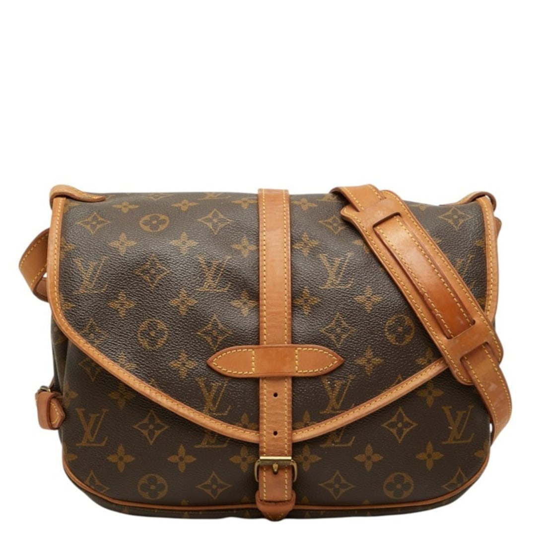 Louis Vuitton Monogram Saumur 30 Crossbody Shoulder Bag M42256 Brown Leather Women's LOUIS VUITTON: --- Catalog ---Category: SizeStrap Drop: 55cm / 21.65''Size (HxWxD): 24cm x 27cm x 12cm / 9.44'' x 10.62'' x 4.72''Category: DesignType: Shoulder bagColor: BrownGender: WomenClosure: BeltMaterial: PVC