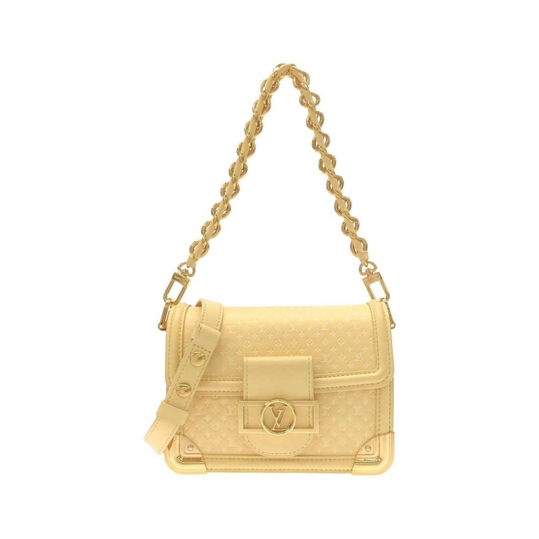 Louis Vuitton Nanogram Dauphine MINI M22597 Shoulder Bag: --- Catalog ---Category: SizeSize (HxWxD): 15cm x 20cm x 8cm / 5.9'' x 7.87'' x 3.14''Category: DesignType: Shoulder bagColor: Jaune, YellowGender: Women,MenMaterial: Leather Leather/Fur Type: Calfski