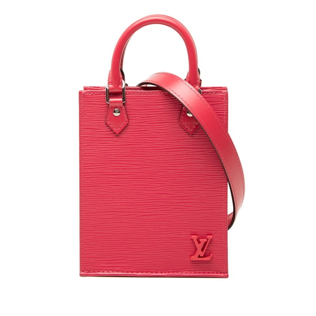 Louis Vuitton Epi Petite Sac Plat Handbag Shoulder Bag 2WAY M80168 Rose Pondicherry Pink Leather: --- Catalog ---Category: SizeStrap Drop: 57cm / 22.44''Handle Drop: 6.00cm / 2.36''Size (HxWxD): 17cm x 14cm x 5cm / 6.69'' x 5.51'' x 1.96''Category: DesignType: Handbag, Shoulder bagColor: PinkGende