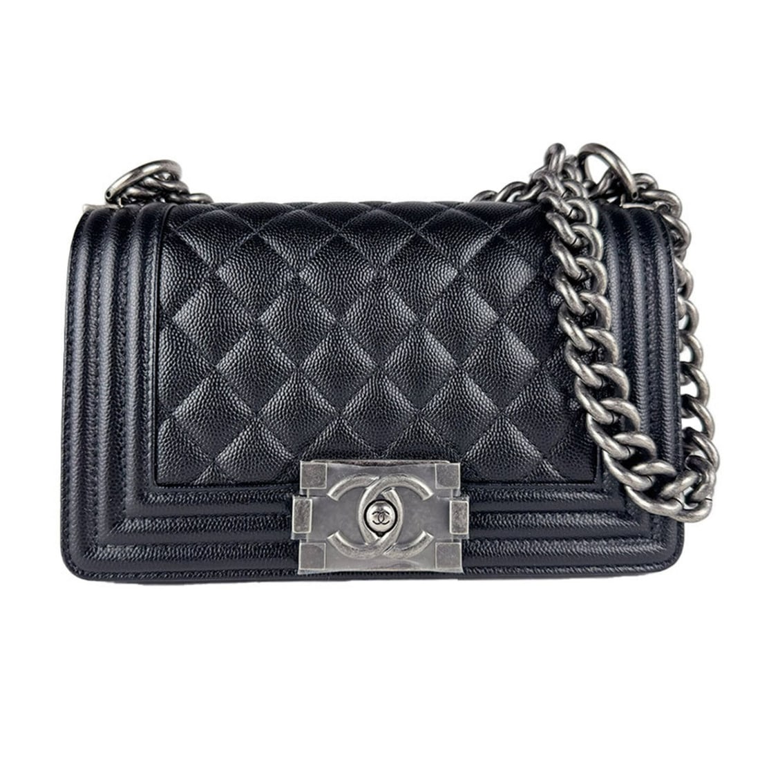 Chanel Boy Small Shoulder Bag, Caviar Leather, Black, Women's (z10874): --- Catalog ---Category: SizeSize (HxWxD): 12cm x 18cm x 7cm / 4.72'' x 7.08'' x 2.75''Category: DesignType: Shoulder bagColor: BlackGender: WomenMaterial: Grained Calfskin , Leather Category: General