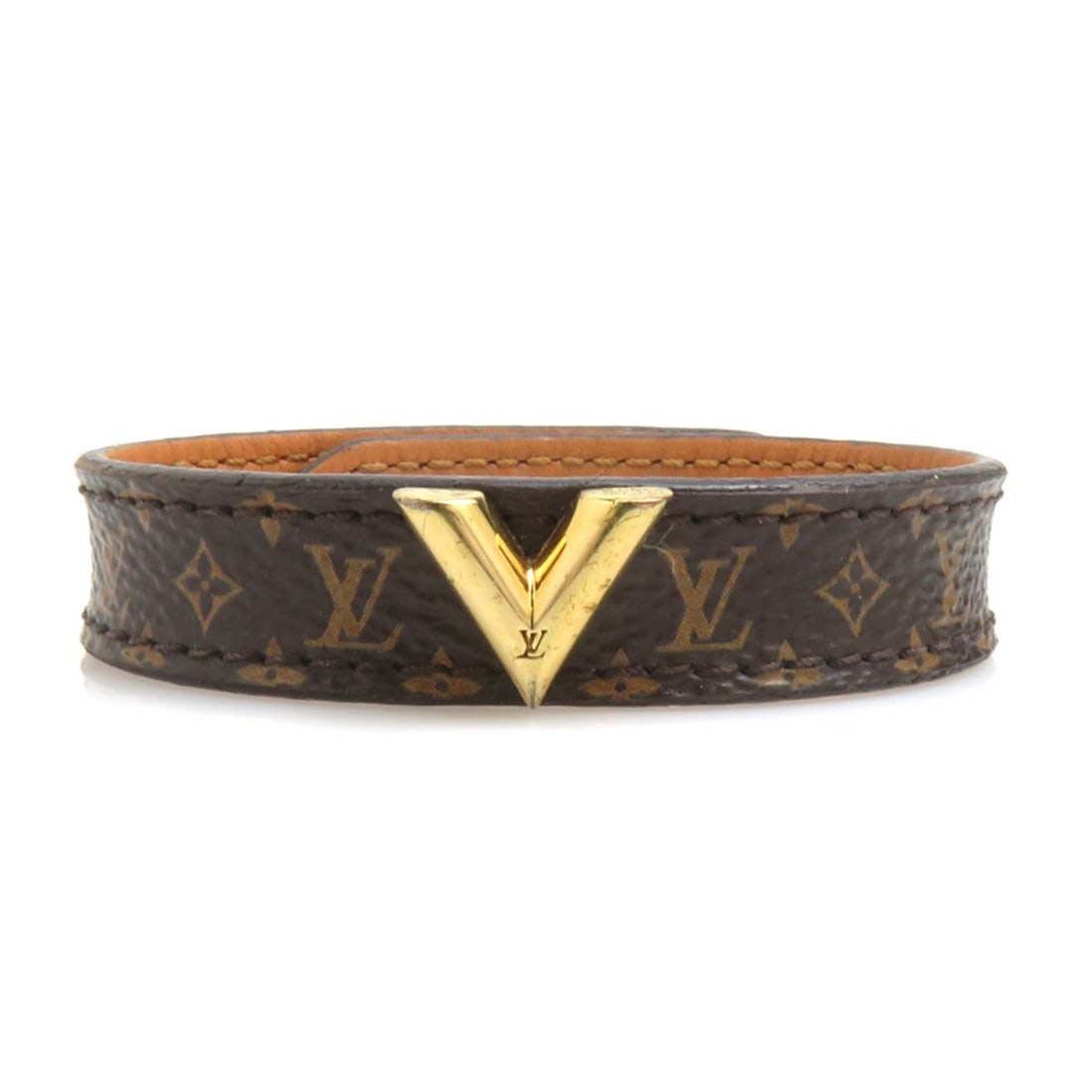 Louis Vuitton Essential V Monogram Canvas Bracelet, Brown Gold, Women's, M6042F e62200a: --- Catalog ---Category: SizeLength: 15.5cm / 6.1''Category: DesignType: Charm braceletColor: Brown, MonogramGender: WomenMaterial: Metal, MonogramCategory: GeneralMPN: M6042FBrand: Louis VuittonCount