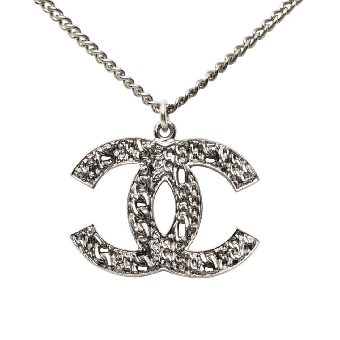 Chanel Coco Mark 100th Anniversary Pendant Necklace, 14C Silver Metal, Women's CHANEL (1 of 13)