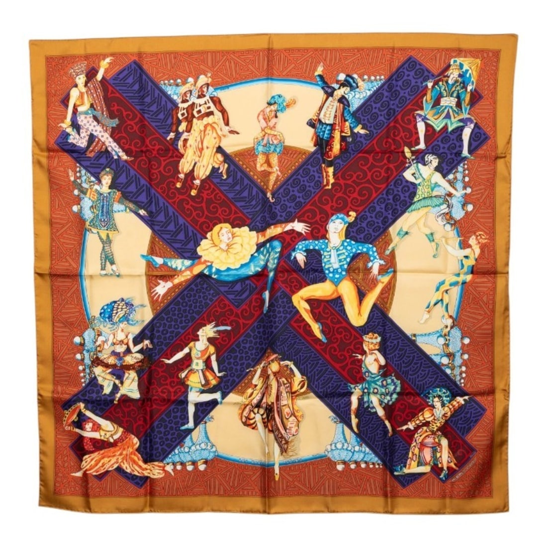 Hermes Carre 90 LES BALLETS RUSSES Russian Ballet Scarf Muffler Multicolor Silk Women's HERMES: --- Catalog ---Category: SizeSize (LxW): 87.5cm x 89.5cm / 34.44'' x 35.23''Category: DesignType: ScarfColor: Multi-colorGender: WomenMaterial: Silk Category: GeneralBrand: Hermes--- Item List ---Sect