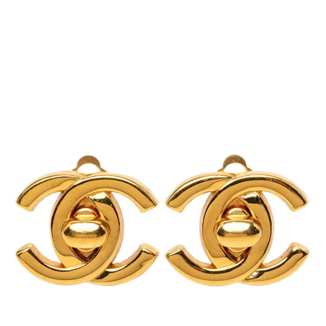 Chanel Coco Mark Turnlock Vintage Earrings 95A Gold Plated Women's CHANEL: --- Catalog ---Category: SizeSize (HxWxD): 21.70mm x 17.40mm / 0.85'' x 0.69''Category: DesignType: Clip earringsColor: GoldGender: WomenSeason: VintageCategory: GeneralBrand: Chanel--- Item List ---S