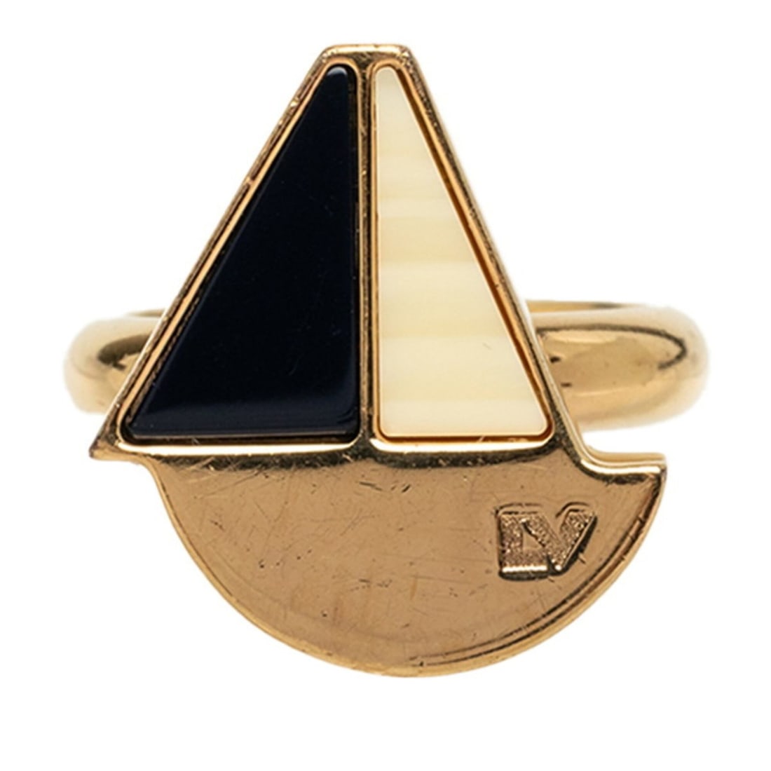 Louis Vuitton Bague Float Your Boat Ring, Size #M, M66606, Gold Plated, Women's.: --- Catalog ---Category: SizeWidth: 20.1mm / 0.79''JP Size: 12US Size: 6.5Inner Diameter: 17.00mm / 0.67''Category: DesignType: Band ringColor: GoldGender: WomenCategory: GeneralBrand: Louis Vuitton--