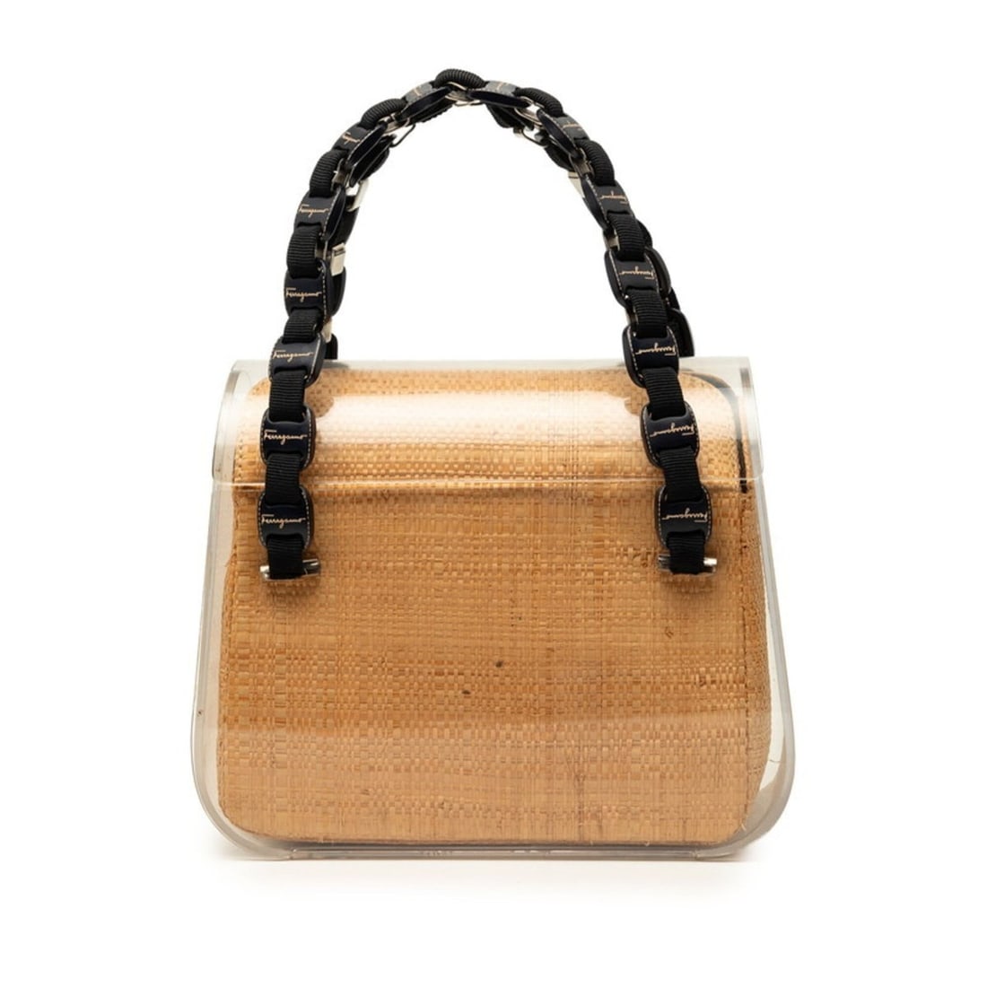 Salvatore Ferragamo Vara Handbag AU 21 7245 Clear Beige Plastic Raffia Women's: --- Catalog ---Category: SizeHandle Drop: 9.00cm / 3.54''Size (HxWxD): 16cm x 19.5cm x 8cm / 6.29'' x 7.67'' x 3.14''Category: DesignType: HandbagColor: Clear beigeGender: WomenMaterial: Plastic ,