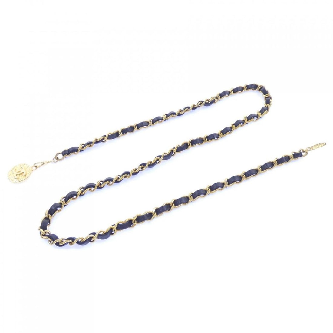 Chanel belt: --- Catalog ---Category: SizeWidth: 1cm / 0.39''Length: 94cm / 37''Category: DesignType: Chain beltColor: Black, GoldGender: WomenCategory: GeneralBrand: Chanel--- Item List ---Section: