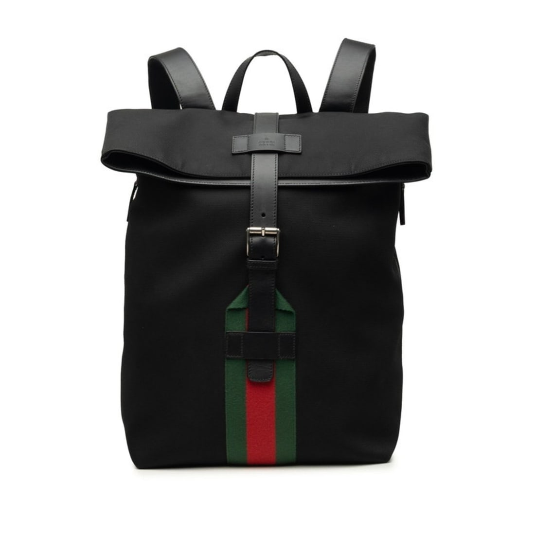 Gucci Sherry Line Fold-over Backpack 337075 Black Canvas Leather Women's GUCCI (1 of 12)