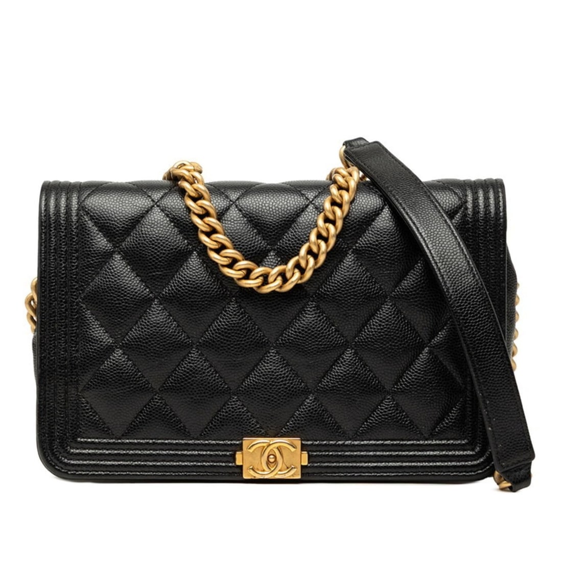 Chanel Coco Mark Matelassé Chain Wallet Shoulder Bag AP1117 Black Gold Caviar Skin Women's CHANEL: --- Catalog ---Category: SizeSize (HxWxD): 12cm x 19cm x 5cm / 4.72'' x 7.48'' x 1.96''Category: DesignType: Shoulder bagColor: BlackGender: WomenMaterial: Grained Calfskin Category: GeneralMPN: AP111