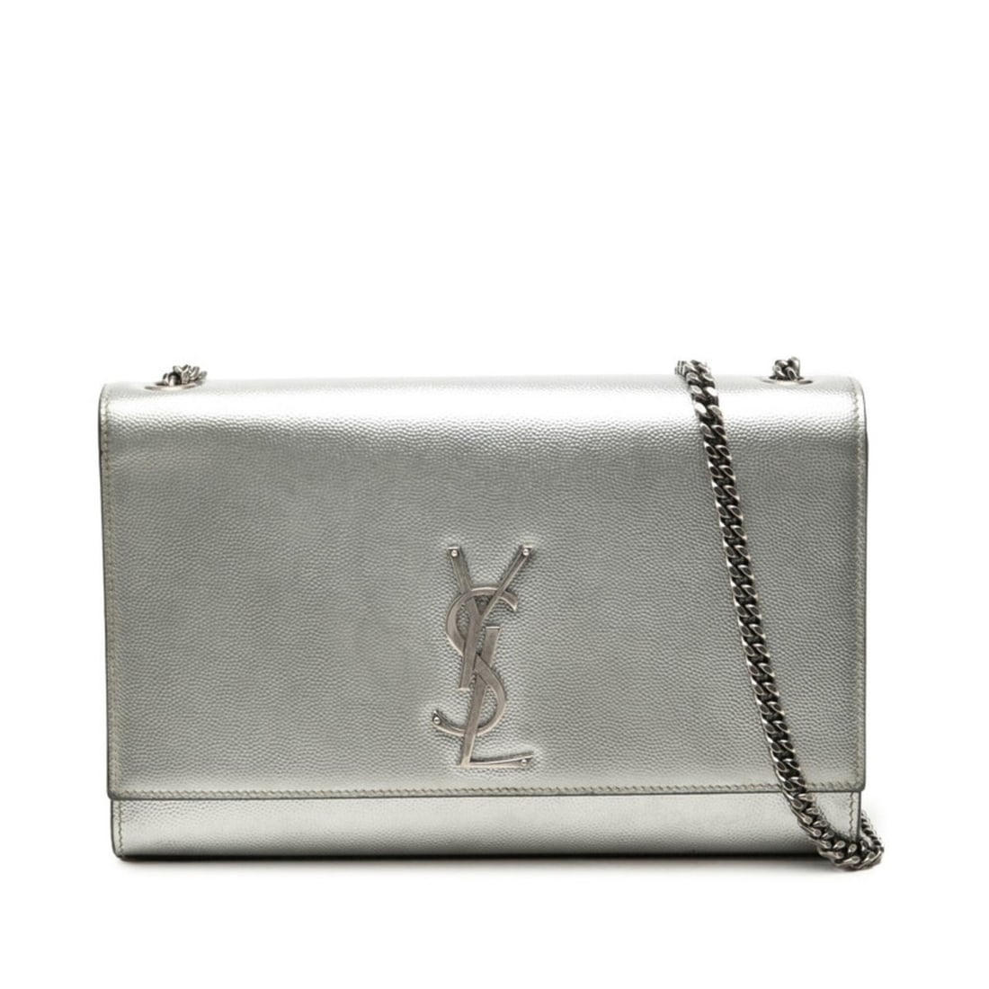 Saint Laurent Cassandra Classic Kate YSL Logo Chain Shoulder Bag GLT364021 Silver Leather Women's: --- Catalog ---Category: SizeSize (HxWxD): 16cm x 24cm x 5cm / 6.29'' x 9.44'' x 1.96''Category: DesignType: Shoulder bagColor: SilverGender: WomenMaterial: Leather Category: GeneralMPN: GLT364021Bran