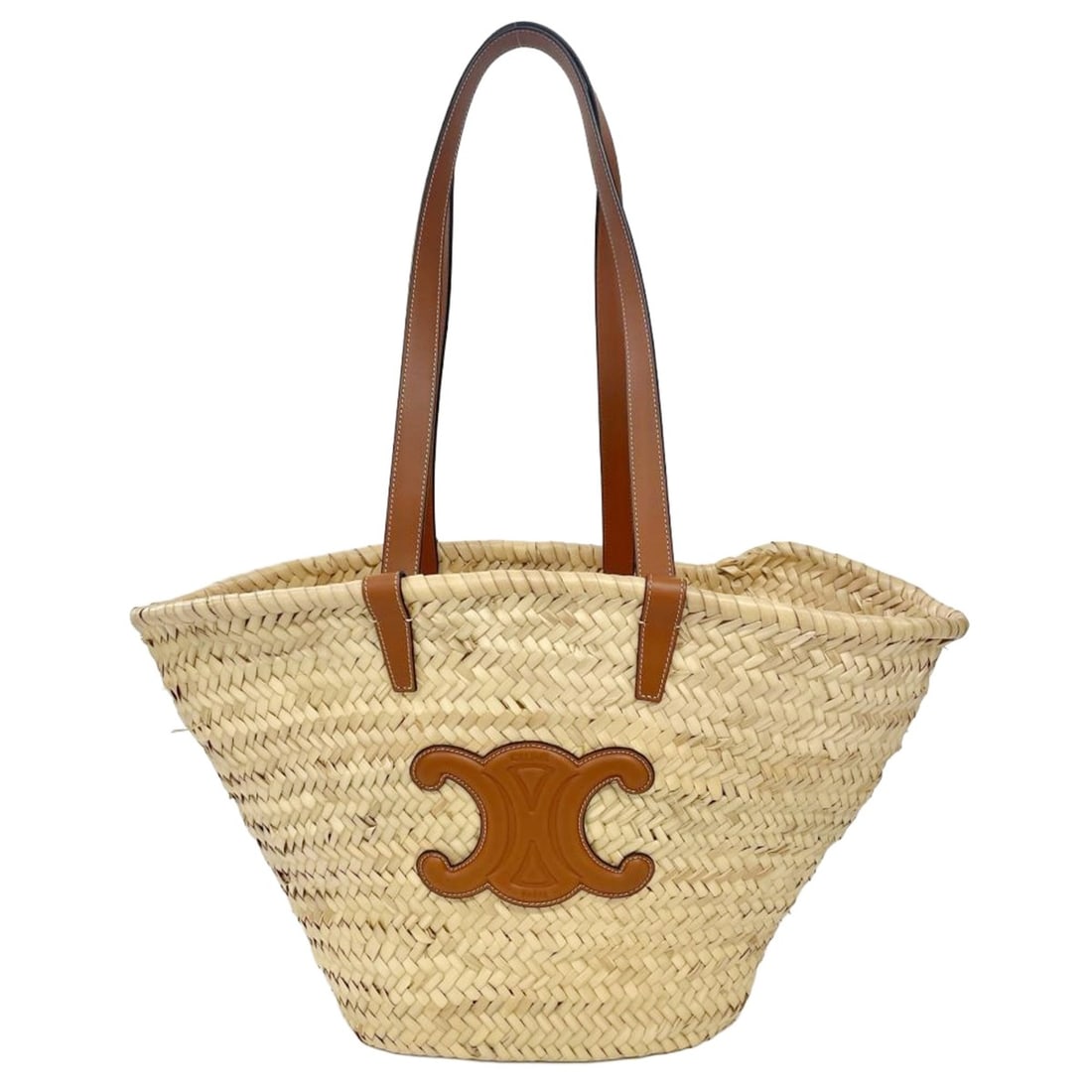 Celine Triomphe Medium Classic Panier Tote Bag, Raffia Calfskin, Beige, Basket Women's: --- Catalog ---Category: SizeSize (HxWxD): 29cm x 56cm x 15.5cm / 11.41'' x 22.04'' x 6.1''Category: DesignType: Tote bagColor: BeigeGender: WomenMaterial: Raffia , Leather Leather/Fur Type: CalfskinC