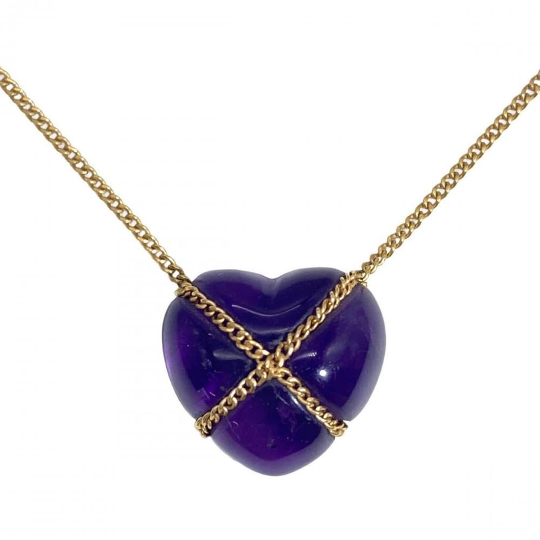Tiffany & Co. Chain Cross Heart Necklace with Amethyst, 18K Yellow Gold (3.0g), Women's.: --- Catalog ---Category: SizeNeck Circumference: 45 cm / 17.71''Category: DesignGender: WomenMaterial: Yellow gold (18K)Necklace Type: NecklaceCategory: GeneralBrand: Tiffany--- Item List ---Section: 