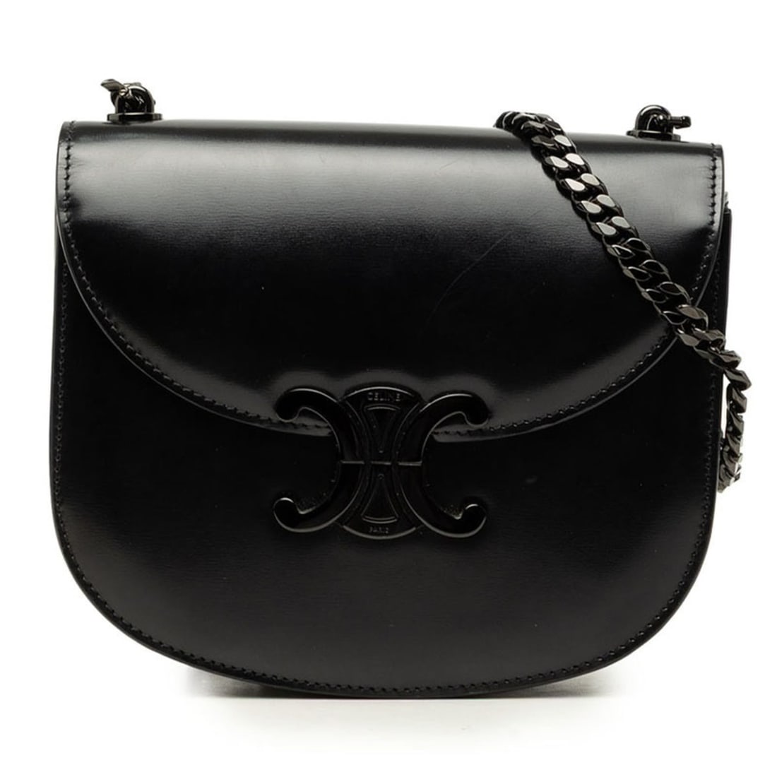 Celine Triomphe Bezas Claire Chain Shoulder Bag, Black Leather, Women's CELINE: --- Catalog ---Category: SizeSize (HxWxD): 15cm x 18cm x 6cm / 5.9'' x 7.08'' x 2.36''Category: DesignType: Shoulder bagColor: BlackGender: WomenMaterial: Leather Category: GeneralBrand: Celine--- Ite