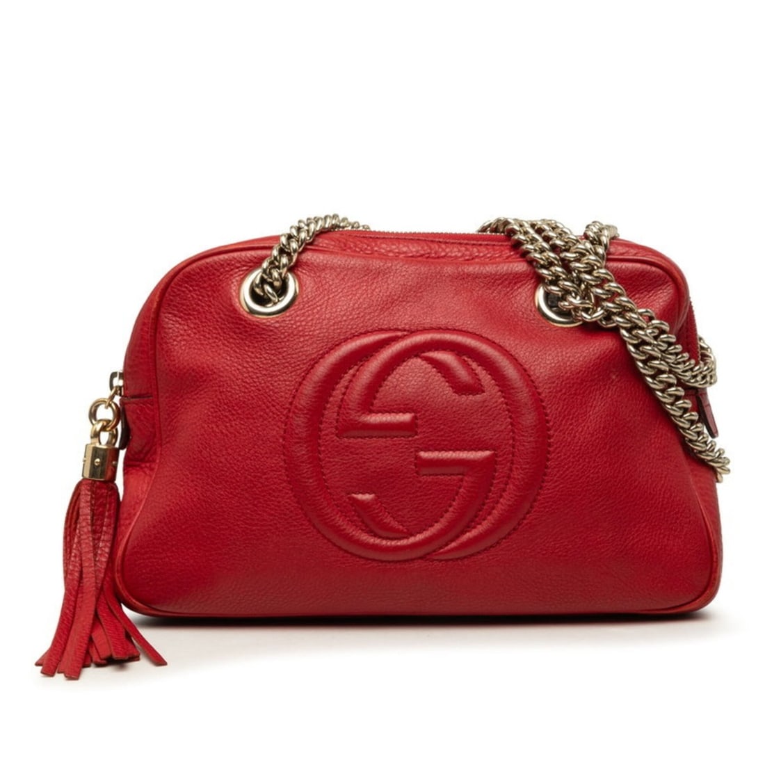 Gucci Interlocking G Soho Chain Shoulder Bag 308983 Red Leather Women's GUCCI (1 of 13)