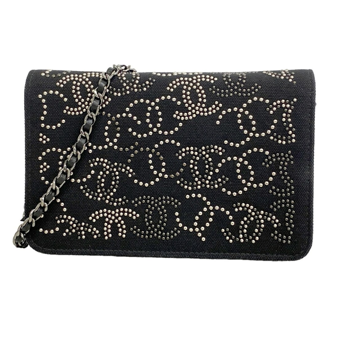 Chanel Wallet/Shoulder Wallet Chain Shoulder Canvas Black Women's: --- Catalog ---Category: SizeSize (HxWxD): 12cm x 19cm x 3cm / 4.72'' x 7.48'' x 1.18''Category: DesignType: Chain/Shoulder walletColor: BlackGender: WomenMaterial: Canvas Category: GeneralBrand: Chan