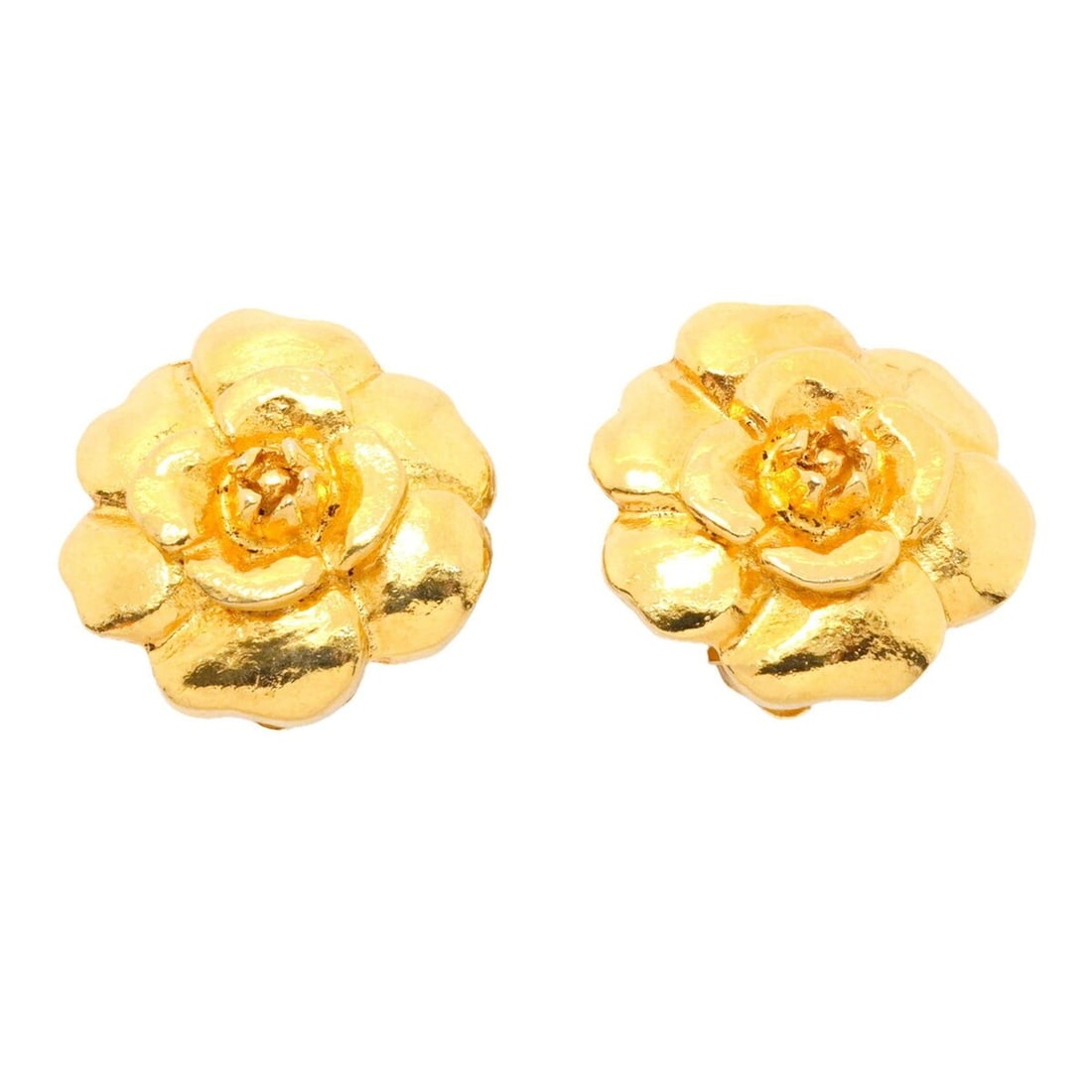 Chanel Camellia Earrings, Gold Plated, Women's: --- Catalog ---Category: SizeSize (HxWxD): 23.50mm x 23.50mm / 0.93'' x 0.93''Category: DesignType: Clip earringsColor: GoldGender: WomenMaterial: Gold platingCategory: GeneralBrand: Chanel--- Item Li