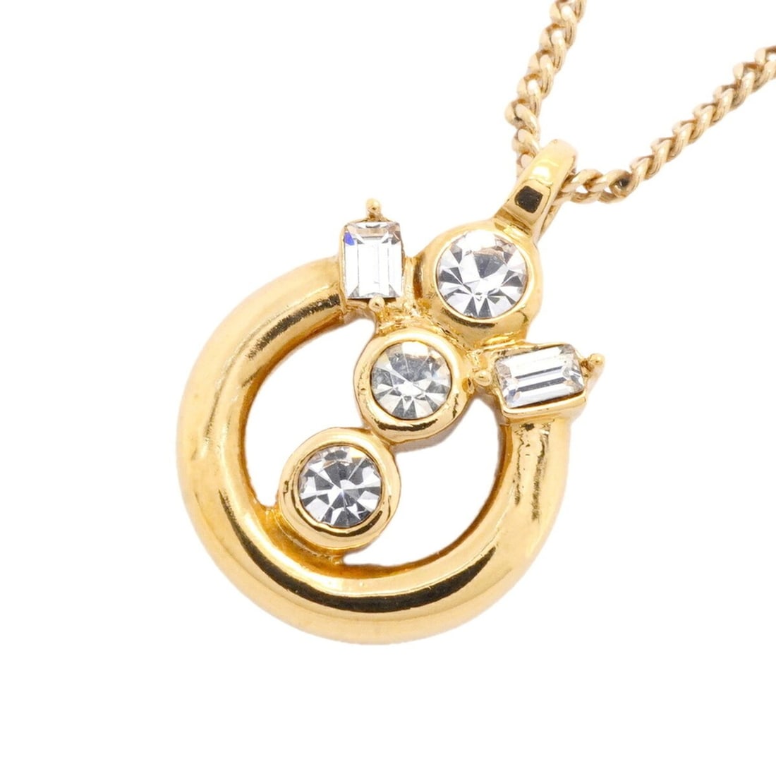 Christian Dior Necklace, GP Plated, Rhinestone, Gold, Women's: --- Catalog ---Category: SizePendant Size: 21.7mm x 15.1mm / 0.85'' x 0.59''Neck Circumference: 39 cm - 44.5 cm / 15.35'' - 17.51''Category: DesignColor: GoldGender: WomenMaterial: Gold plating, Rhine